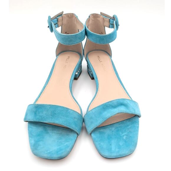 Pelle Moda Nita Ankle Strap Sandal Women's Crystal Trim Aqua Size US6M EU37 - Picture 2 of 10